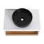 Meuble-lavabo flottant peu encombrant avec lavabo vasque noir mat et rangement ouvert-129696412