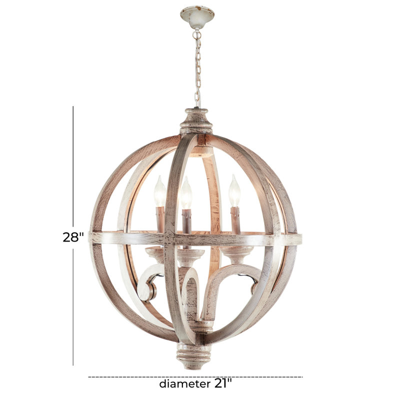 Lustre en forme de globe à 3 lumières de style bougie Fultonville