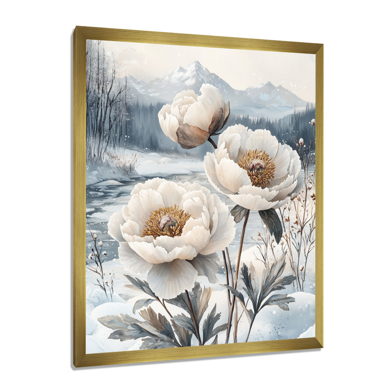 Marion - impressions florales sur toile, H 32 po x l 16 po, Reproduction encadrée d'une seule photo, Doré