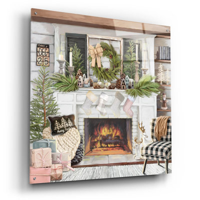 «Cozy Farmhouse Christmas» par Nicky Boehme, art mural en verre acrylique, 36 po x 36 po