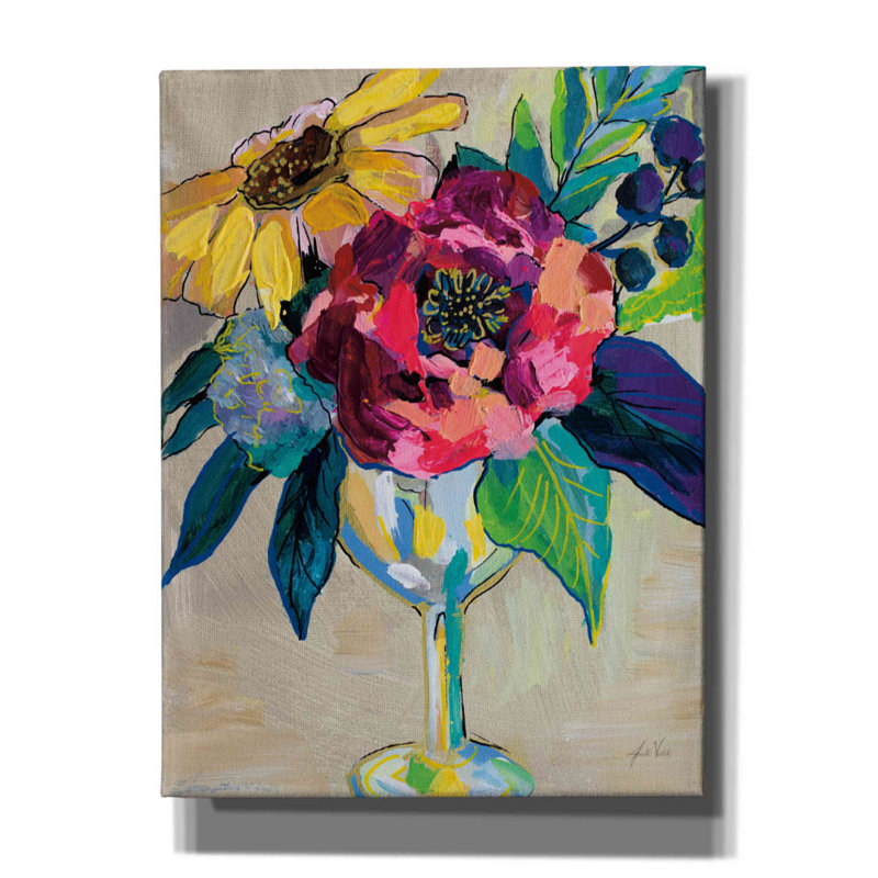 «Cup of Wine» par Jeanette Vertentes, art mural sur toile, H 16 po x l 12 po x P 0,75 po