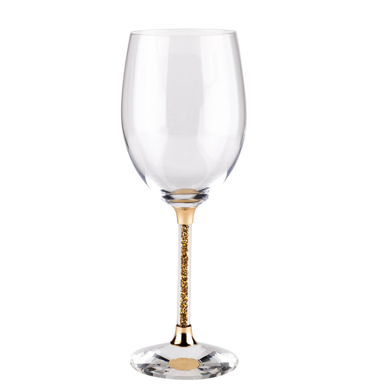 Sparkles Home | Ensemble de verres à vin Vetrina 6 verres en cristal | Tige en strass | Rose, 6, Doré