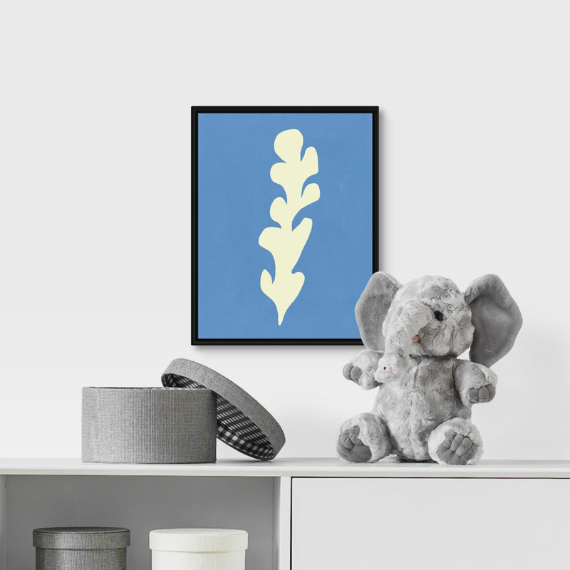 « varech viii kids », art encadré, H 14 po x l 11 po x P 1,2 po, Cadre flottant noir avec toile / mauve / rose