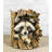 Rustic Western Lifelike Grey Raccoon Hiding In Tree Trunk Decorative Figurine