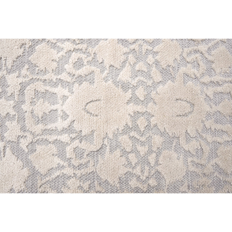 Tapis sable / argent en laine noué à la main, Rectangle 9 pi x 12 pi