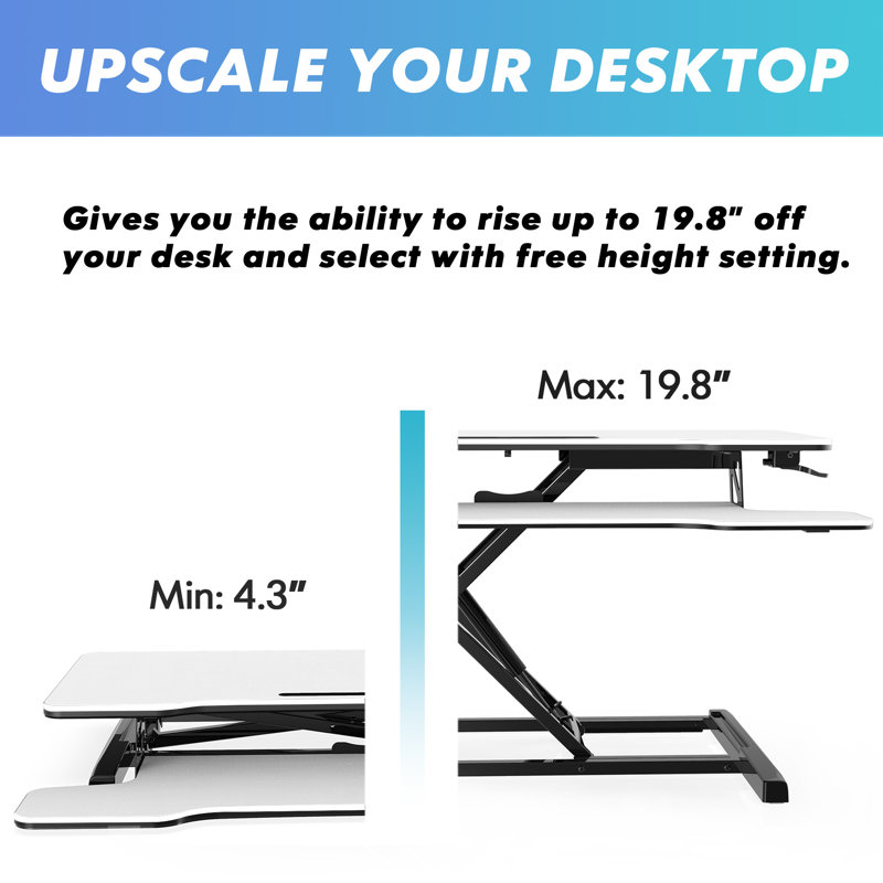 Adelyn Adjustable Height and Foldable Standing Desk, White