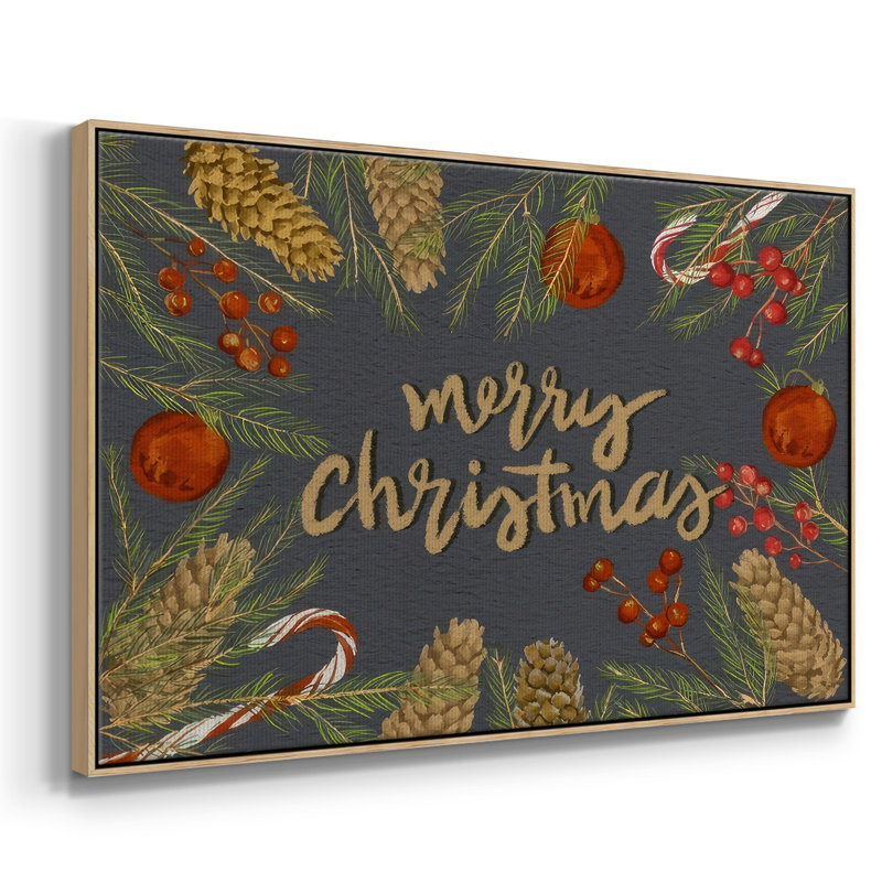 Holiday Sentiment I, reproduction d'art sur toile, H 17 po x l 25 po x P 1,5 po, Encadré naturel