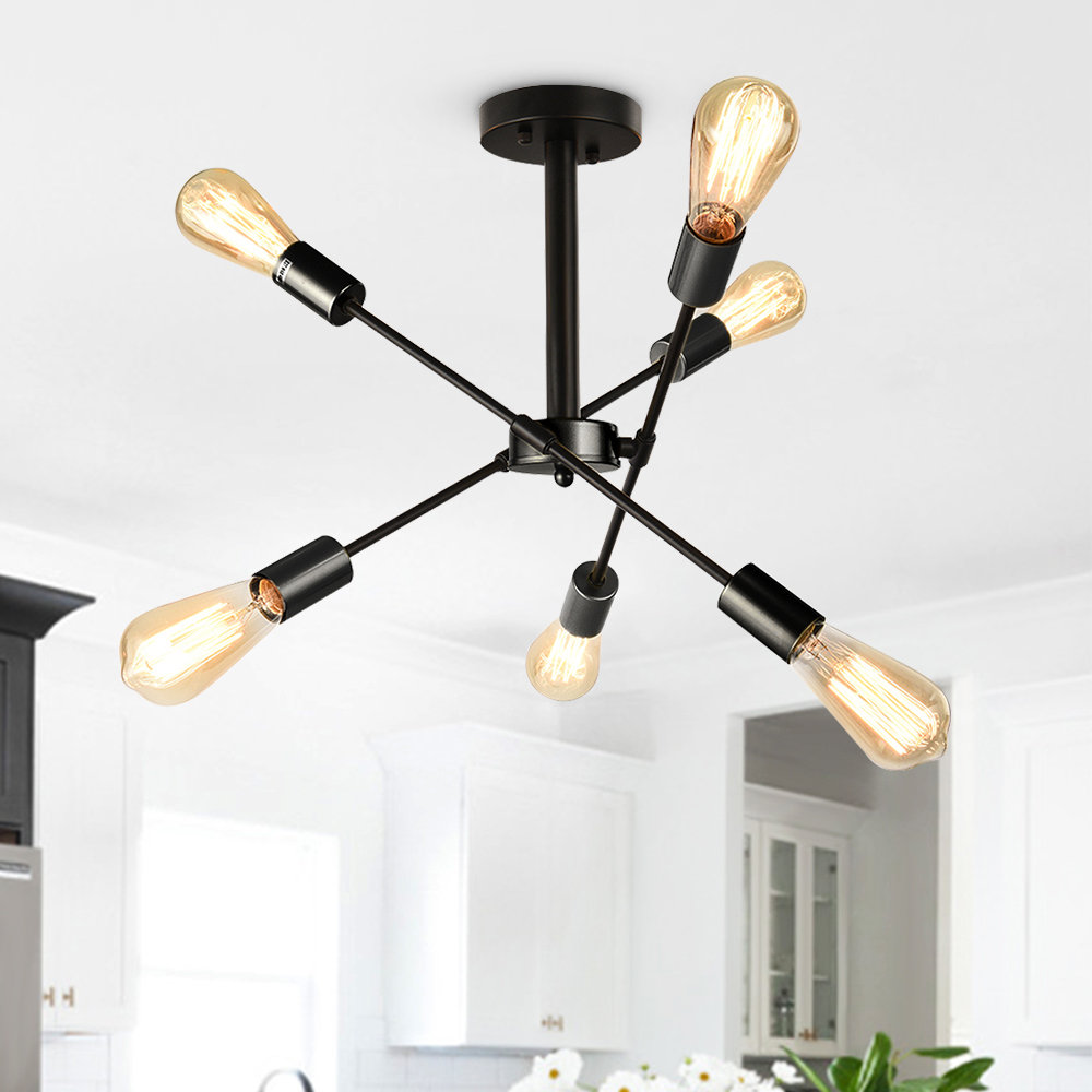 Corrigan Studio 6-Light 38cm Industrial Sputnik Semi Flush Mount ...