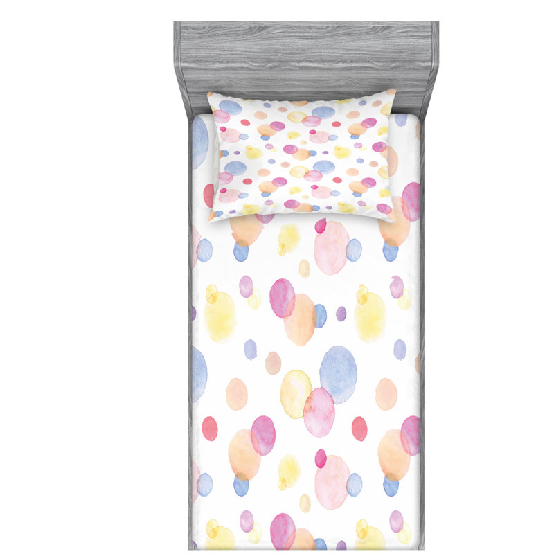 Microfiber Polka Dots Sheet Set, Twin XL Sheet Set + Fitted Sheet + 1 Pillowcase