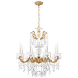 La Scala 8 Light 25in x 28.5in Chandelier in Florentine Bronze with Clear Radiance Crystals
