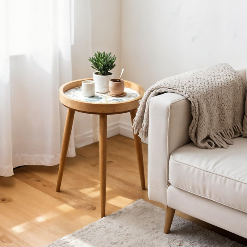 Handmade Elite Solid Wood Tray Top End Table