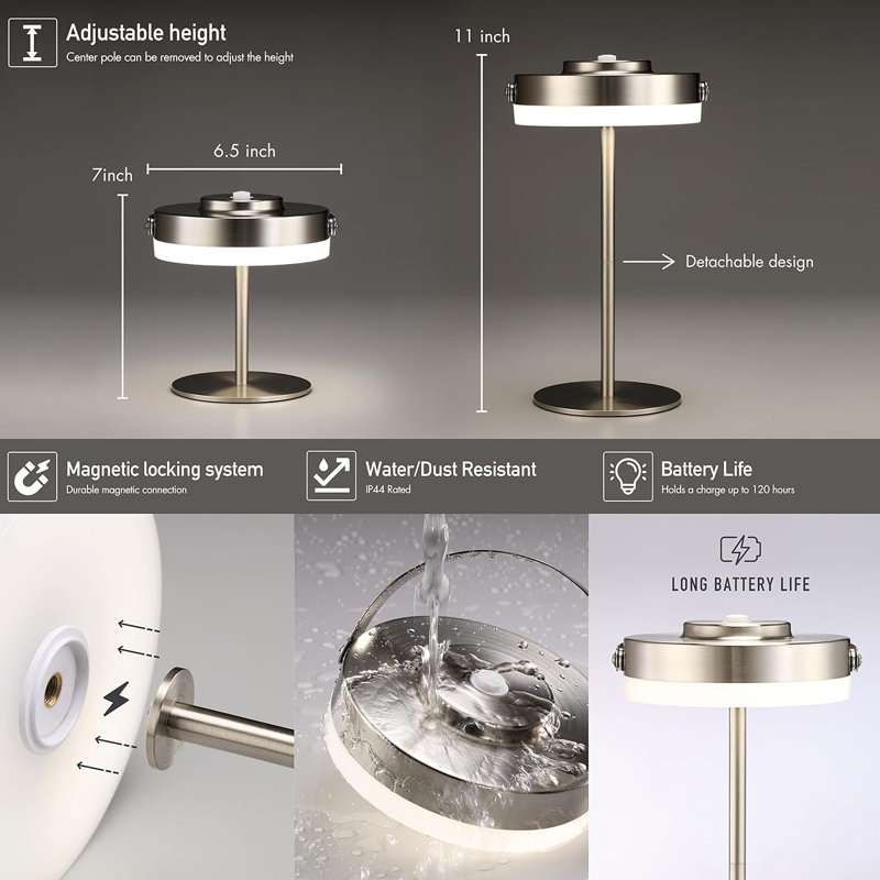 Lampe d'appoint en métal Yoseph, Nickel brossé