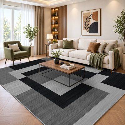 Abstract Machine Printed Shag Area Rug