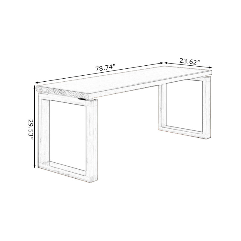 Bureaux rectangulaires bruns en bois massif, H 29,53 po x l 78,74 po x P 23,62 po