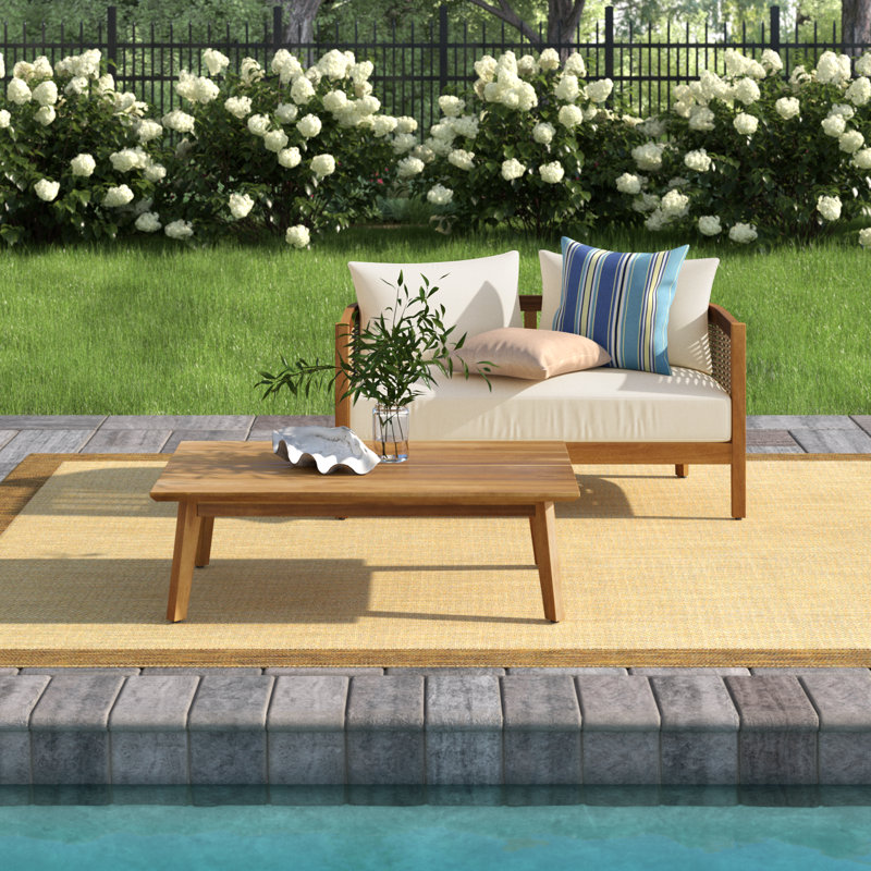 Ensemble de conversation d'extérieur pour 2 personnes avec coussins Kade, Sunbrella® beige, Teck