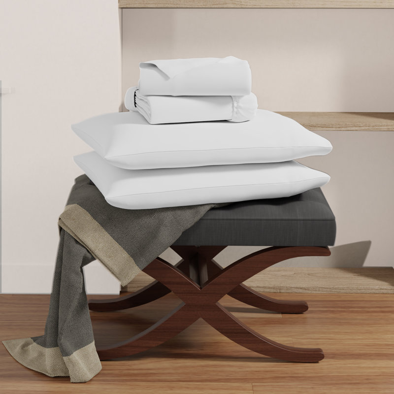 Sustainable Organic 100% Cotton Breathable & Lightweight Deep Pocket Sheet Set, White, Queen