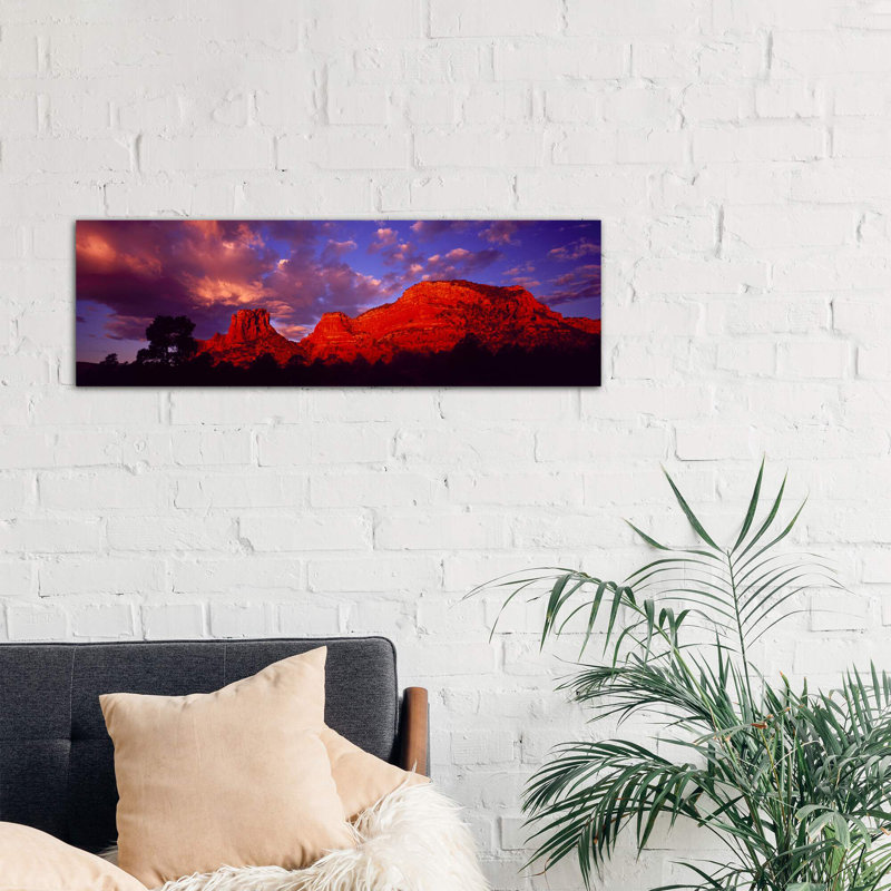Rocks At Sunset Sedona AZ USA - Wrapped Canvas Panoramic Print, 30.48 cm H x 91.44 cm W x 1.91 cm D