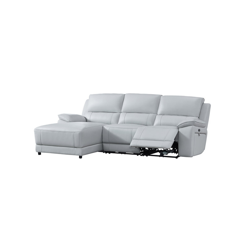 Carrabelle Leather Power Recliner Sectional, Left Hand Facing, Smoke Genuine Leather