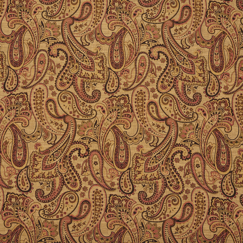 Tissu motif cachemire, Beige/Orange