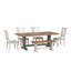 Ensemble de salle à manger Sloan Richfield 7 pièces, plateau en chêne massif 78 po, chaises à dossier en X, table à piètement vert sauge antique, chaises et banc à piètement blanc antique-1765461976-1765461979