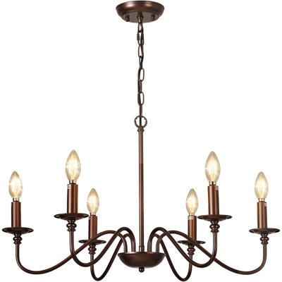 Lustre maison de campagne Depuley: luminaire suspendu industriel à 6 lumières avec ampoules E12 incluses, conception pré-assemblée pour une installation facile, fabrication durable, multifonctionnel pour la salle à manger, l'îlot de cuisine, la cham