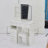 37" Left Drawer Desktop Vanity Table + Cushioned Stool, 2 Ac+2 Usb Socket, Hair Dryer Stand, Large Touch Control Led Sliding Mirror, 3-Color Switch Makeup Dressing Set-1829445563