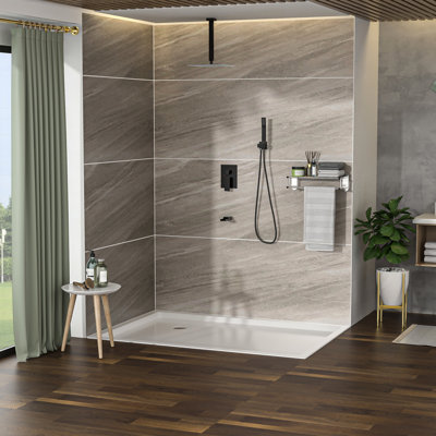 Oil Rubber Bronze Shower With Waterfall Spout & Rainfall Ceiling Mount Tub Feature -