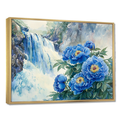 Pivoines par la cascade II - impressions de toiles de pivoines