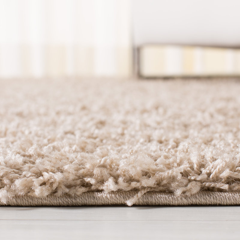 Athens Beige Synthetic Shag Runner Rug 2'3" x 8'