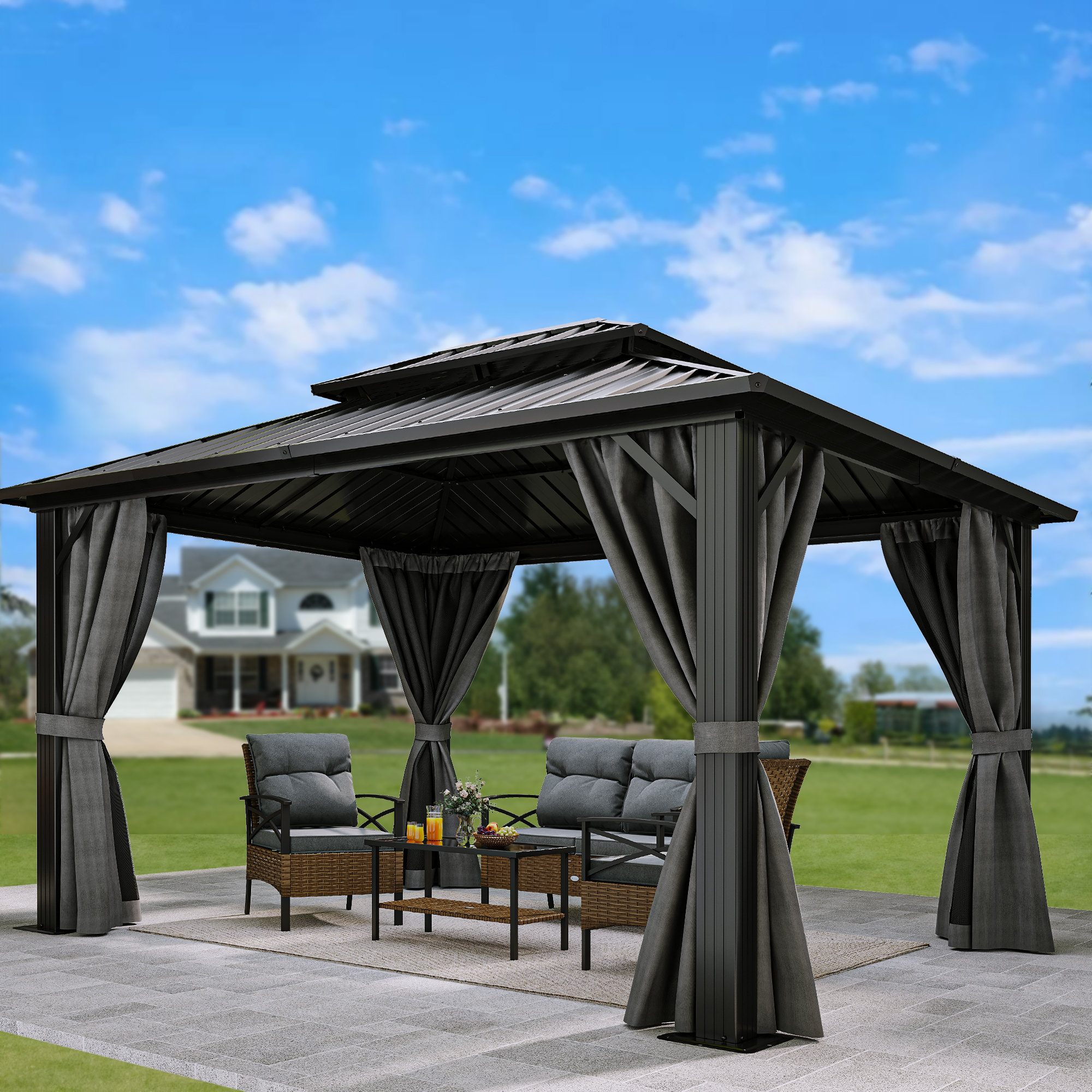 Balconera 12 Ft. W x 10 Ft. D Aluminum Patio Gazebo | Wayfair