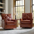 Stratton 31"W Transitional Genuine Leather Swivel Rocker Chair with Tufted Back and Nailhead Trim