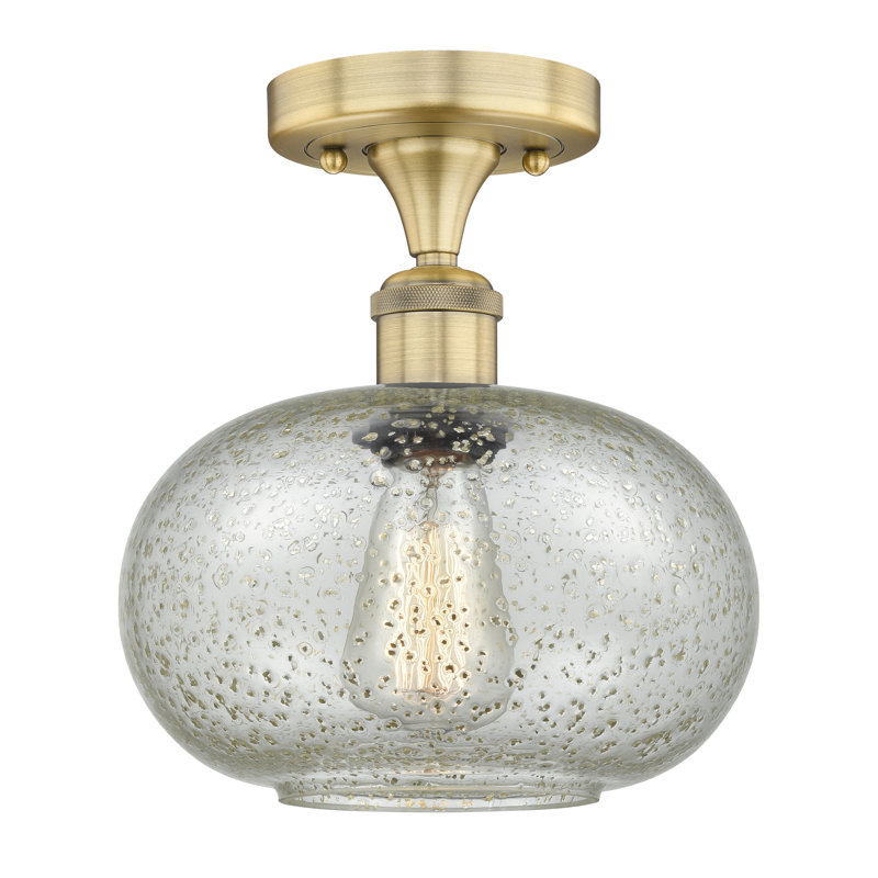Plafonnier semi-encastré en verre Bihari, Nickel poli, Mica