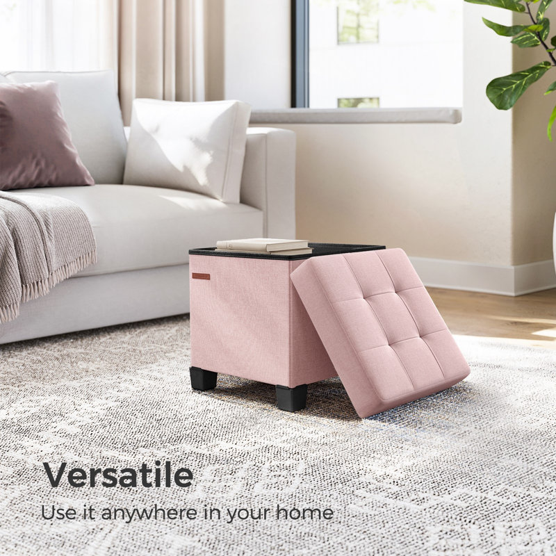 Storage Ottoman, Small Ottoman Foot Rest With Legs, 15 X 15 X 15.7 Inches Foot Stool, Ottoman With Storage, Load Up To 660 Lb, For Living Room, Bedroom, Dorm