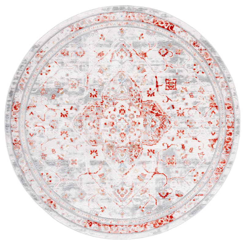 Tapis oriental ivoire / rouille, Rond 6 pi 7 po