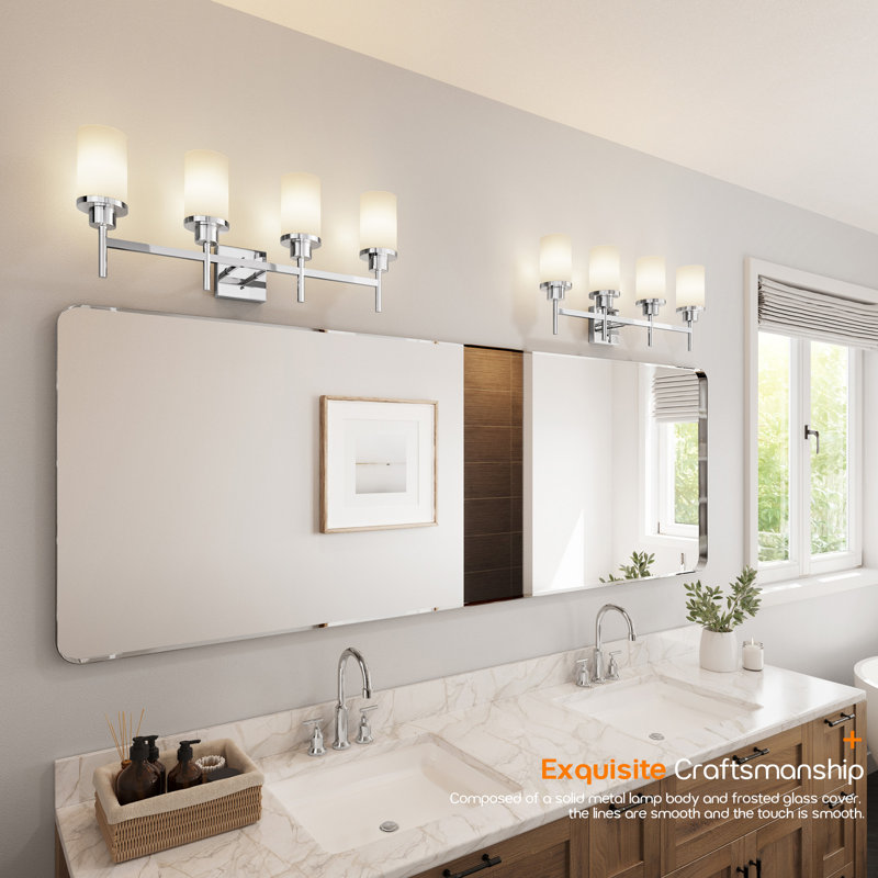 4-Light Bathroom Vanity Lighting, Polished Chrome