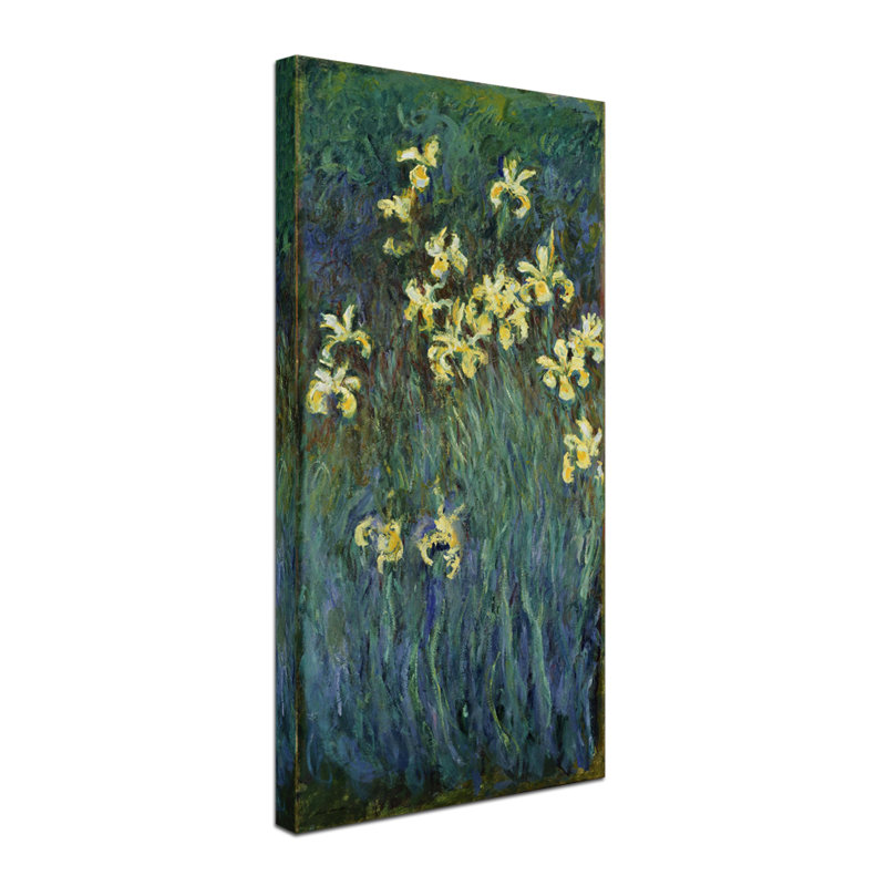 « the yellow irises » par claude monet, reproduction sur toile tendue, H 24 po x l 12 po
