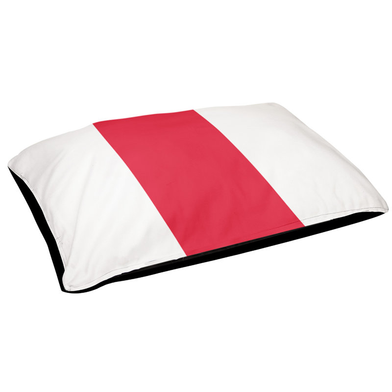 Indiana Striped Polyester Pet Bed, Large (40" W x 30" D x 6.5" H), White/Red