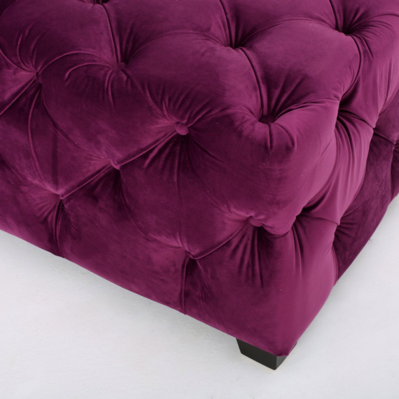 Dannetta Velvet Ottoman, Fuchsia