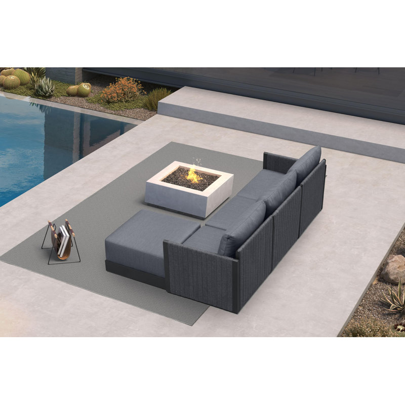 4 Pieces Patio Conversation Sets ,All Weather L-shaped Outdoor ,Couch Sectional Set with Cushion ,Small Conversation Set for Garden Poolside Backyard Gray