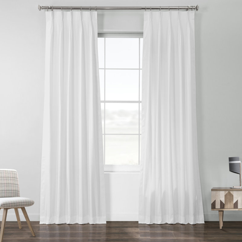 Braeville Pinch Pleat Semi-Sheer Drapes - Bedroom and Living Room Window Curtain Single Panel, 25" W x 120" L, White