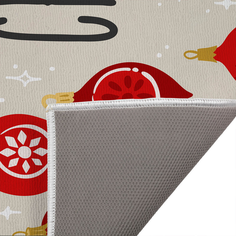 Tapis de bain Ornaments Merry Christmas Holiday, Simple - L 34 po x l 21 po, Ivoire ivoire