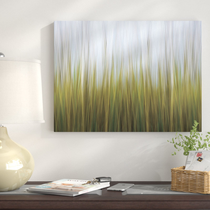 Herbe de mer, herbe de plage, prairie, vert, jaune, H 16 po x l 24 po x P 1,5 po, Toile tendue, Aucun mat