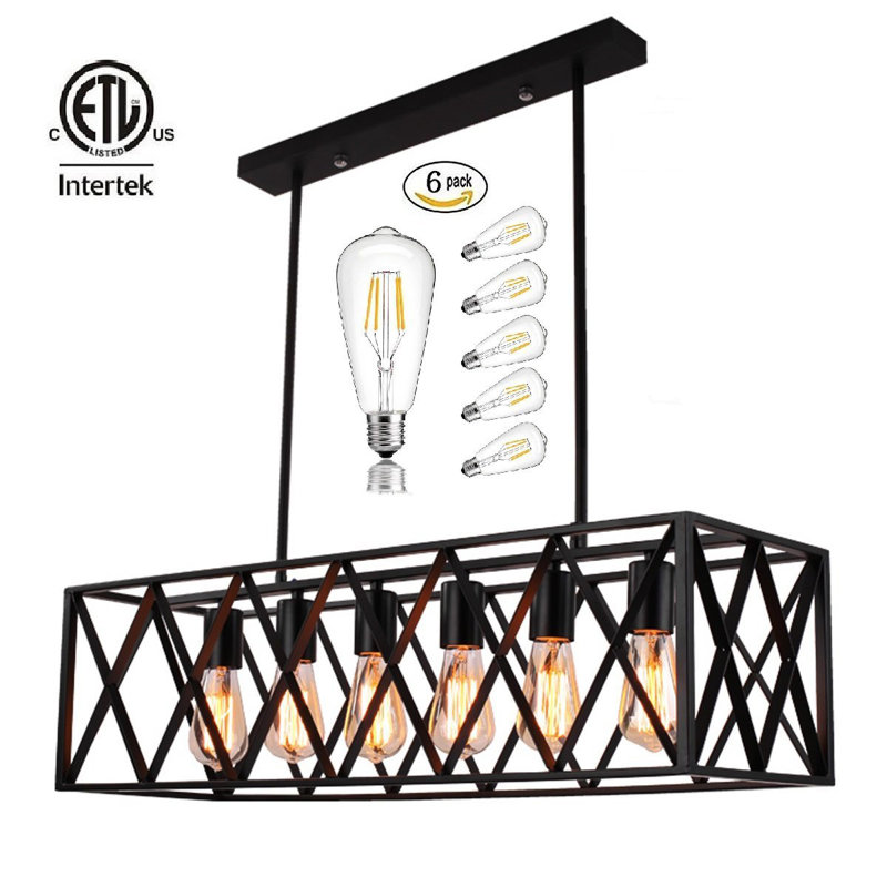 Luminaire suspendu linéaire à 6 lumières pour îlot de cuisine Tempy