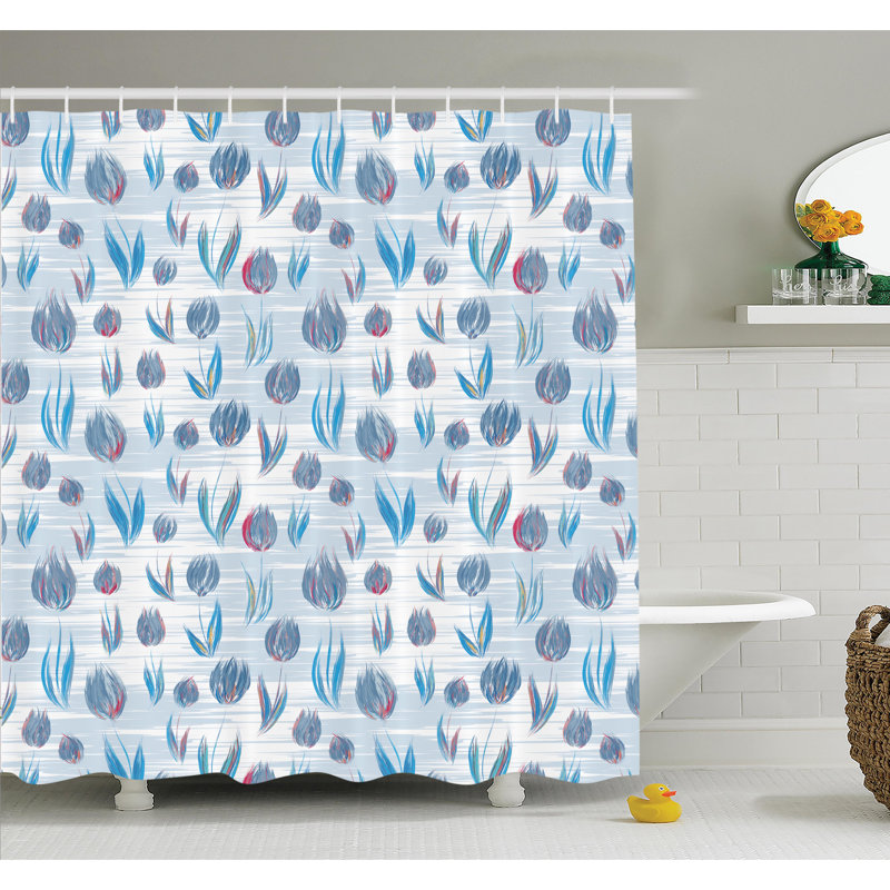 Ensemble de rideau de douche à effet floral painting effect, H 70 po x l 69 po