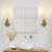 Brass Wall Sconces Set Of Two, Knurled Gold Tube Glass Wall Lighting For Bathroom, Bedroom, Living Room, Hallway, And Staircase