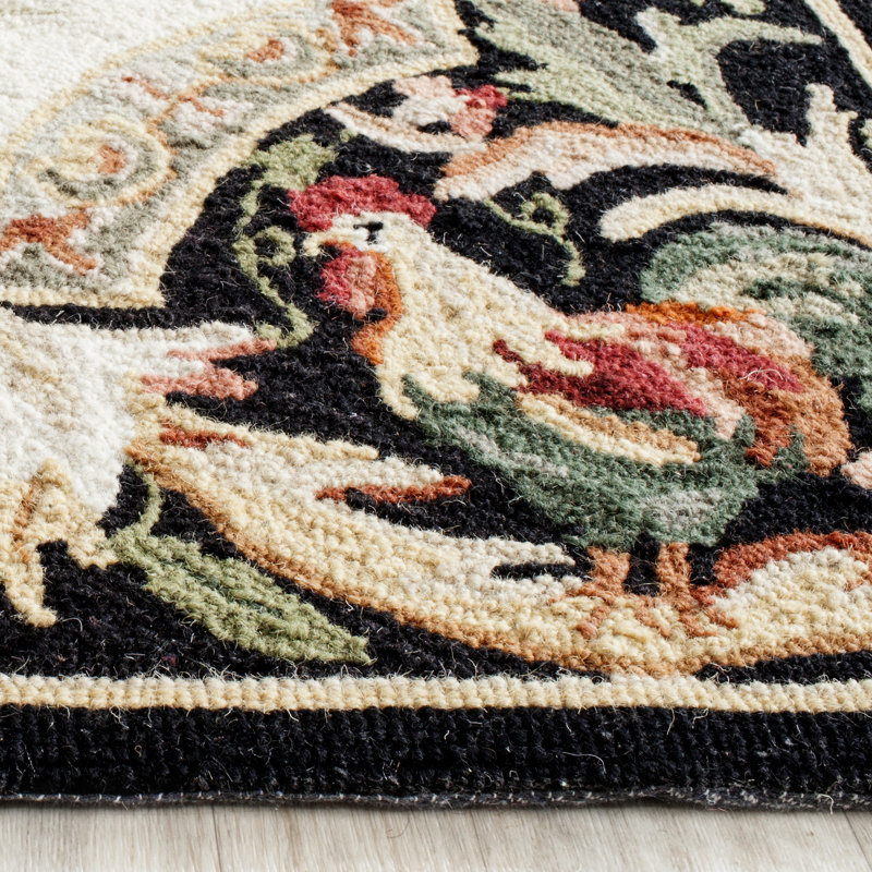 Tapis floral en laine crocheté à la main Kinchen, Ovale 4 pi 6 po x 6 pi 6 po