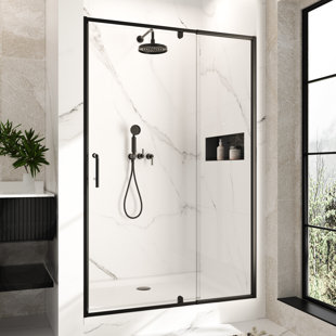 Porte de douche pivotante en verre demi-cadre l 44-48 "x H 72"