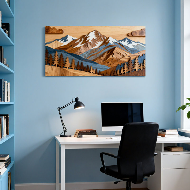 Paysage et nature Paysage de montagne avec arbres et neige, H 16 po x l 32 po