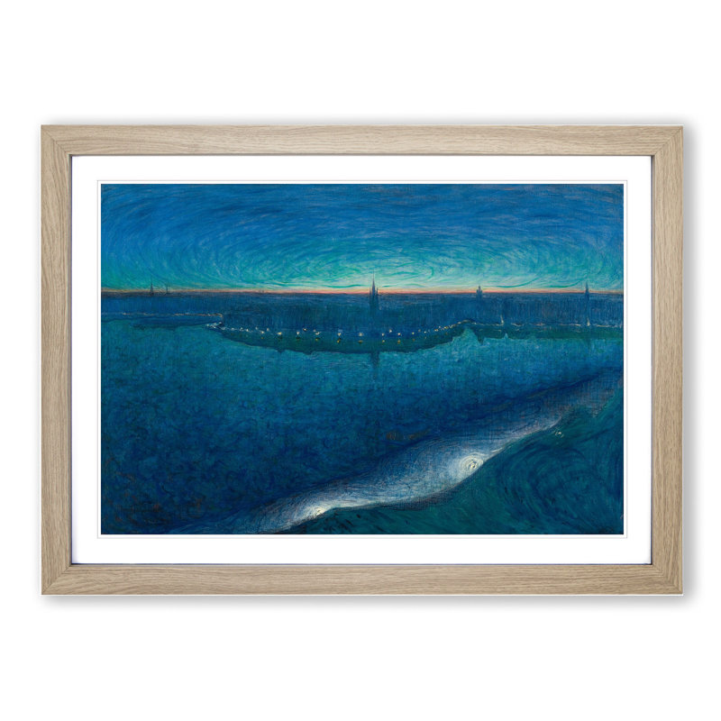 Dawn over Riddarfjarden by Eugene Jansson - Picture Frame Graphic Art, 36cm H x 48cm W x 2cm D, Oak Framed