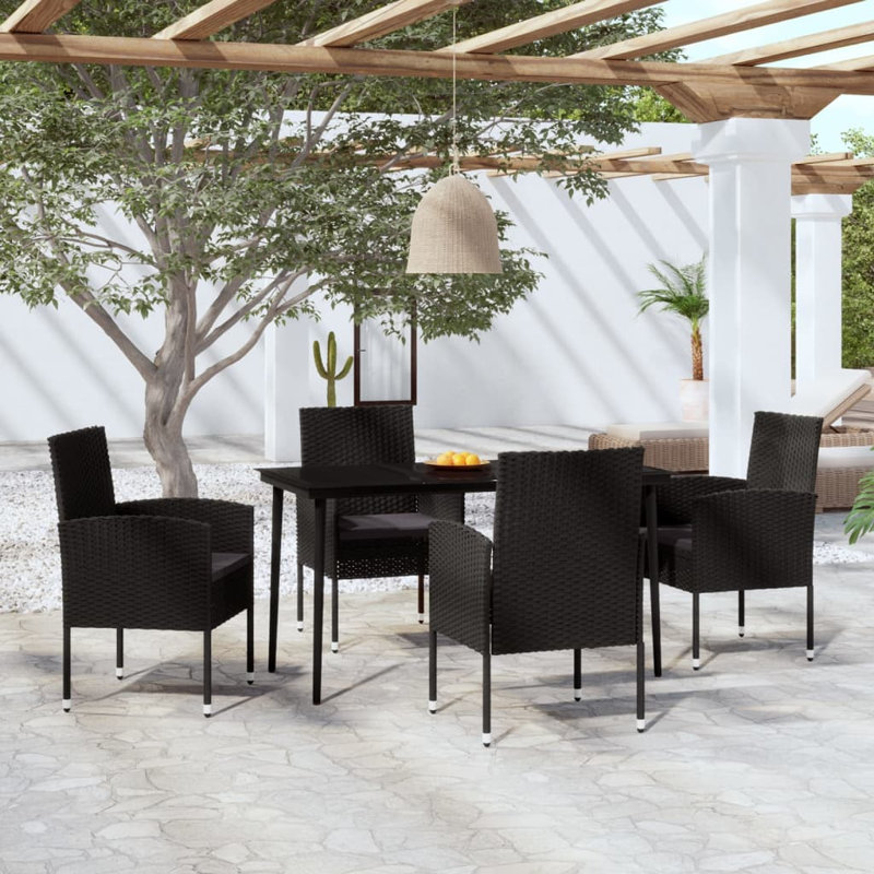 Ensemble repas pour 4 personnes Cinzia, Noir, Table de 55,1 po de longueur, 6